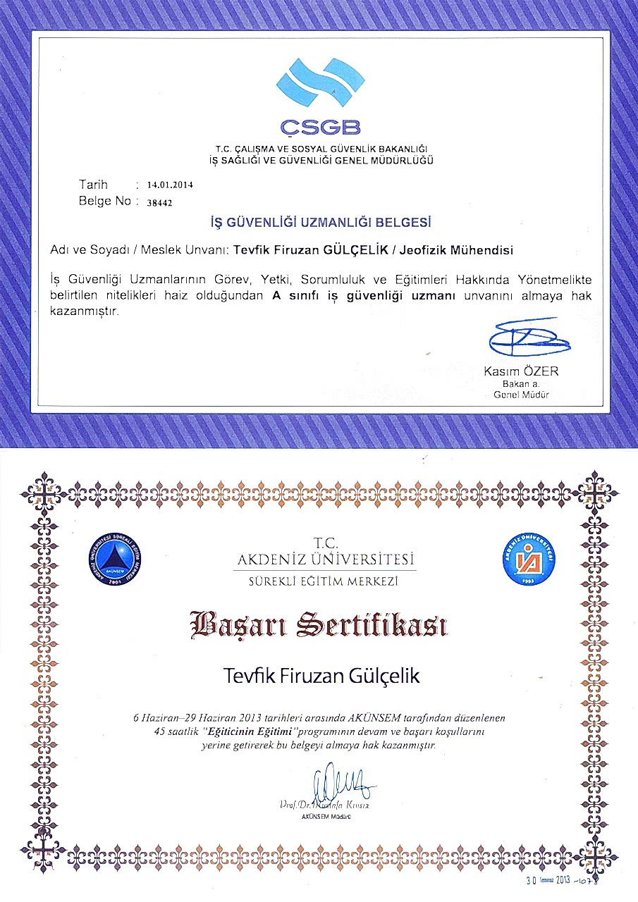 A Sınıfı İş Güvenliği Uzmanı Sertifikası